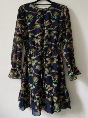 Blauwe jurk lotusbloem (S)