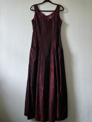 Lange feestjurk burgundy (40)