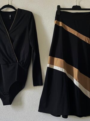 Set zwarte lange rok met body (M/L)