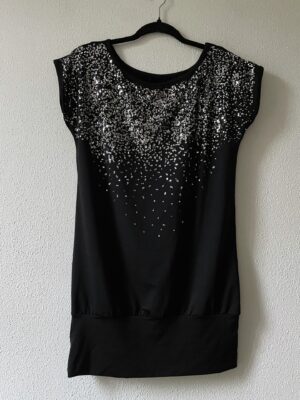 Zwart t-shirt zilveren pailletten (M)